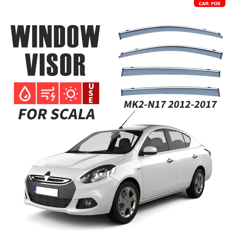 

For Renault Scala MK2-N17 2012-2017 Present Plastic Window Visor Vent Shades Sun Rain Deflector Guardv For Renault Scala