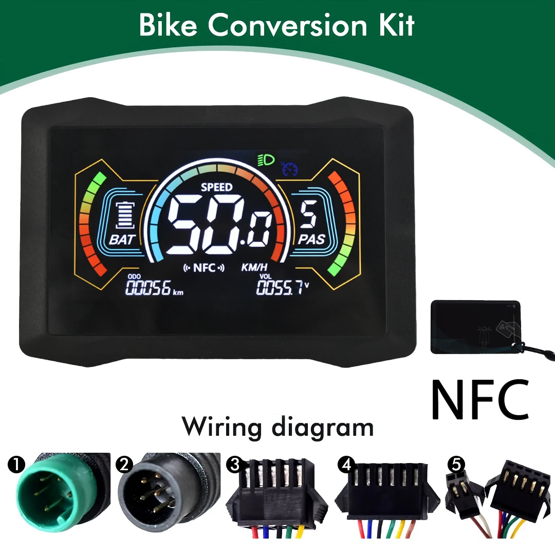 UART2 H7C LCD NFC Display Dashboard Display Cycling Computer Odometer Meter Screen Electric Bike Meter For Electric Scooter