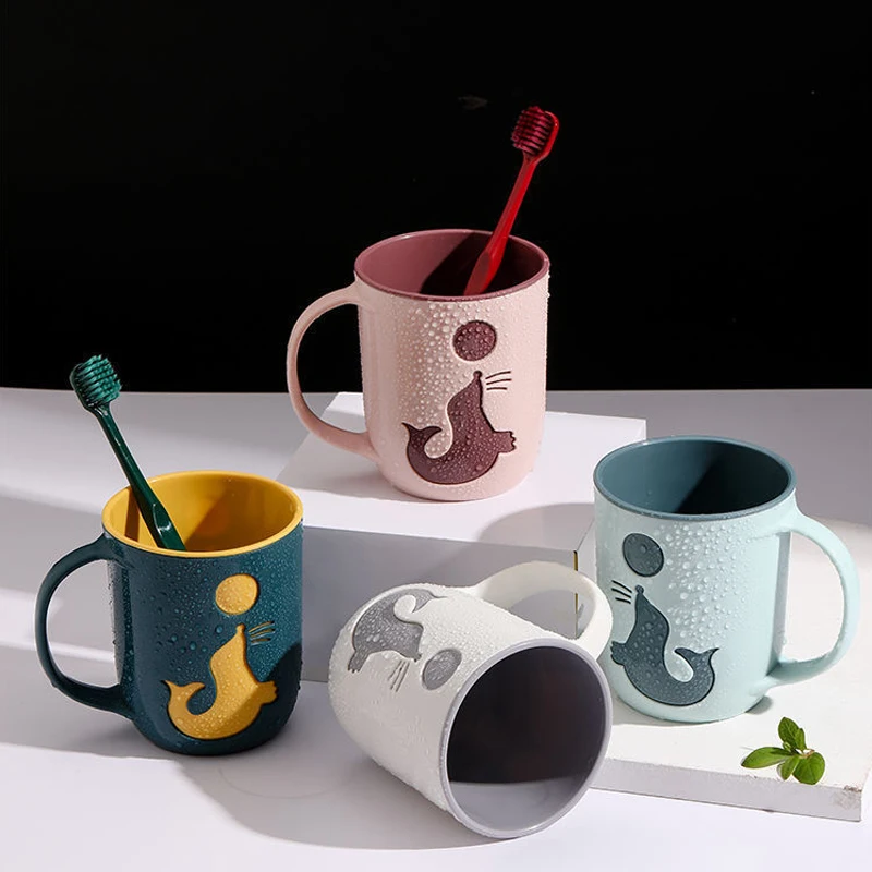 1/2Pcs Popular Toiletry Cups Dolphin Mouthwash Cup Couples Toothbrush Cup Creative Water Cup Kids Bathroom Cup