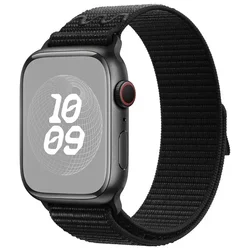 Premium Nylon Sport Strap for Apple Watch - Versatile & Durable Band Loop (Black)