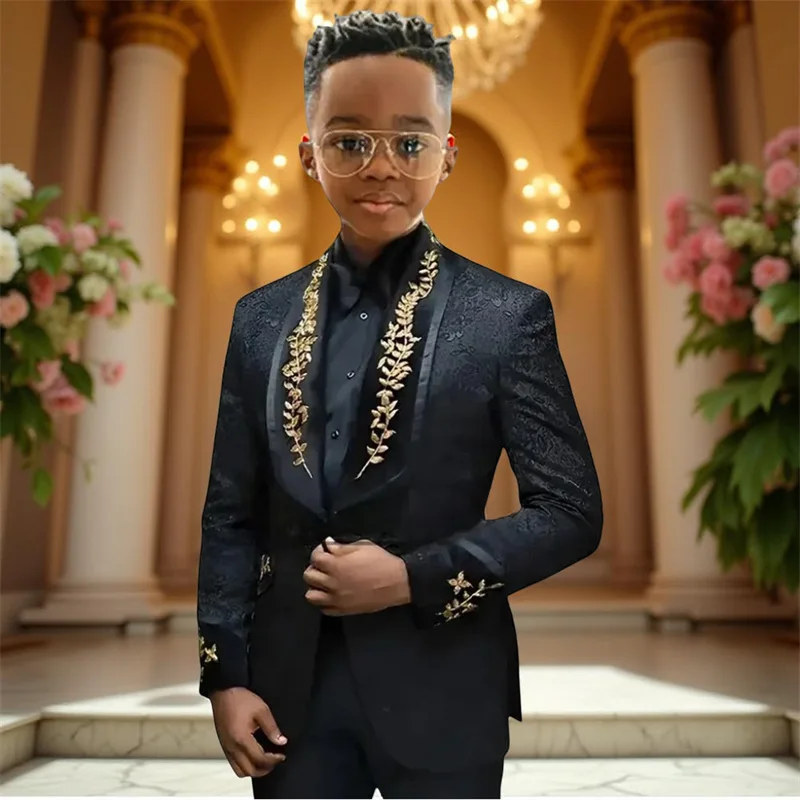 Kids Suit 2 Piece Single Breasted Blazer Boys Wedding Tuxedo Jacket Pants Formal Clothes 2-16 Years Old