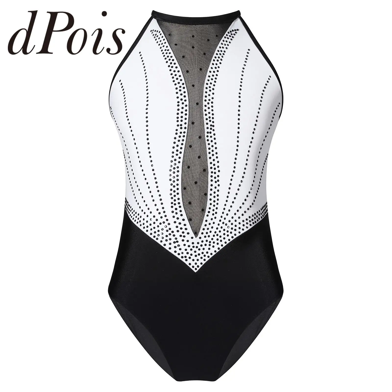 Children's Gymnastics Leotard for Girls Kids Ballet Dance Leotards Sleeveless Shiny Rhinestone Ice Skating Jumpsuit Bodysuit children dance leotards