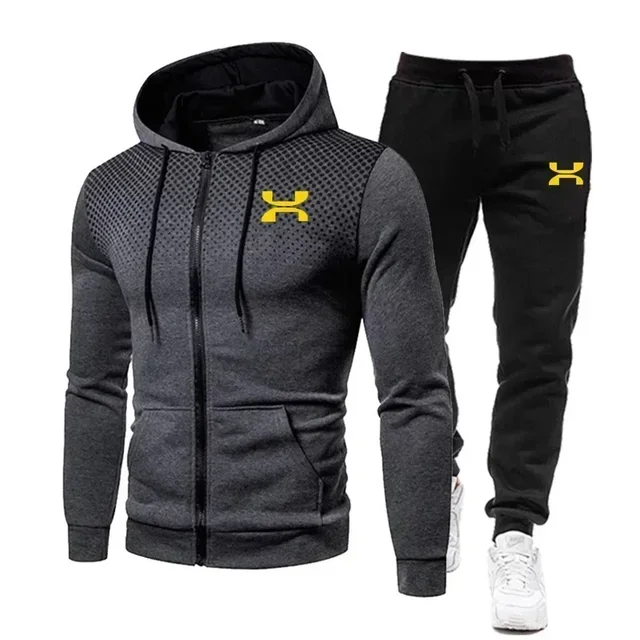 thumbnail image 1 of Chándal de moda con capucha para hombre, conjunto de ropa deportiva para gimnasio, correr, traje de invierno, 2024, 1 of 5