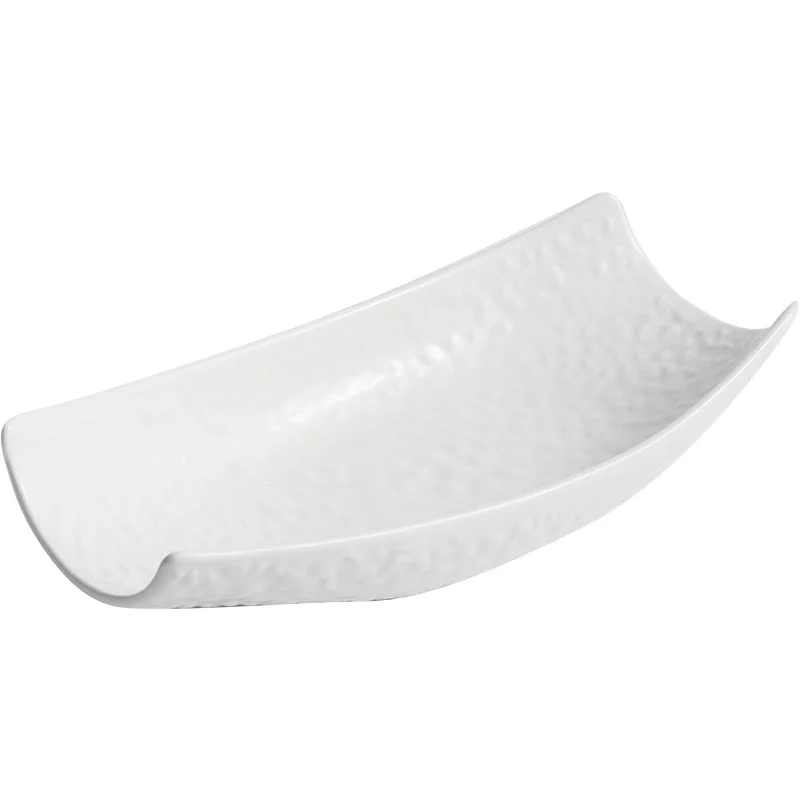 Vegetable Salad Bowl Hotel Ship shaped Restaurant Alien Cold Vegetable Bowl Ceramic White Dessert Tableware