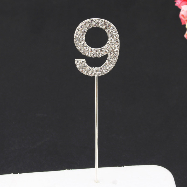 Topper Happy Birthday Party Glitter Alloy Rhinestone 1-9 Number Baby Shower Birthday 1 Year Birthday Digital Diy Cake Decor