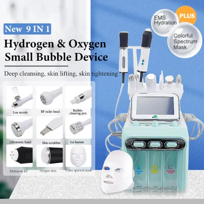 9-in-1 Korea Aqua Facial Dermabrasion H2O2 Water Oxygen Jet Peel Hydro Beauty Beauty Skin Cleansing Hydrofacial Machine