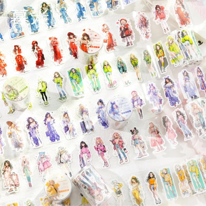 1pcs/1lot 장 접착 테이프 도파민 소녀 마스킹 정크 저널 스크랩북킹 스티커 애완동물 일본어