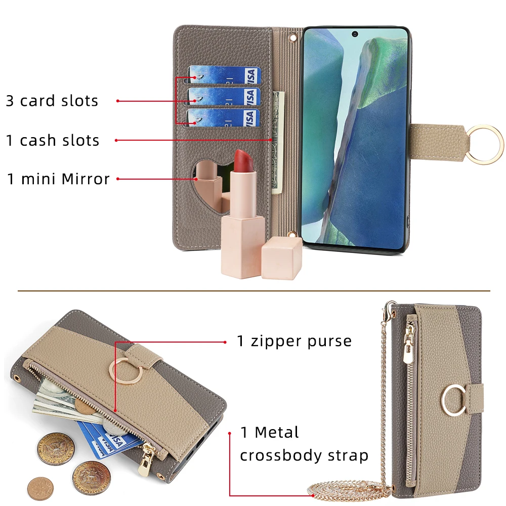 Multi-Color Stitching Phone Case with Anti-Lost Slant Lanyard