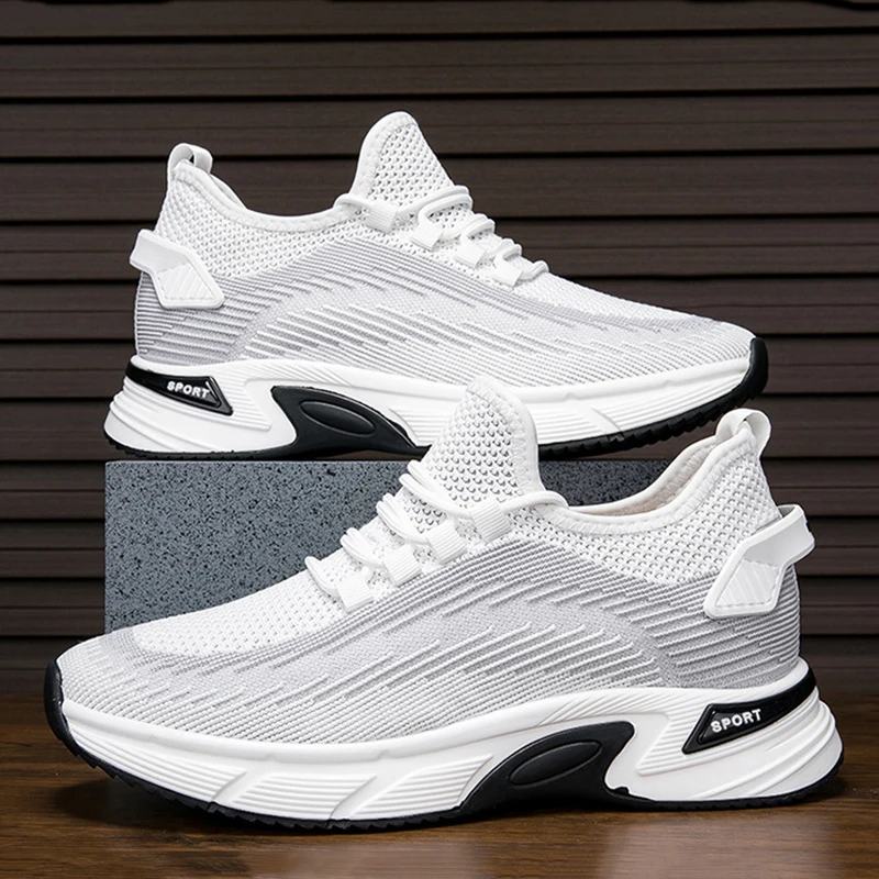 Summer Men's Invisible Height Increasing Shoes 8cm Breathable Mesh Comfortable Inner Height Increasing Shoes Casual Sneakers New
