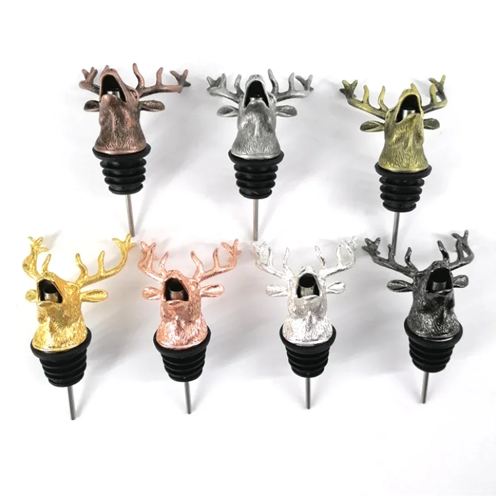 Wine Pourer Alloy Deer Elk Wine Stopper Liquor Pourers Wine Bottle Stoppers Wine Pourers Wine Accessories Liquor Dispenser Cocktails Beer Whiskey Dispenser Bar Accessories