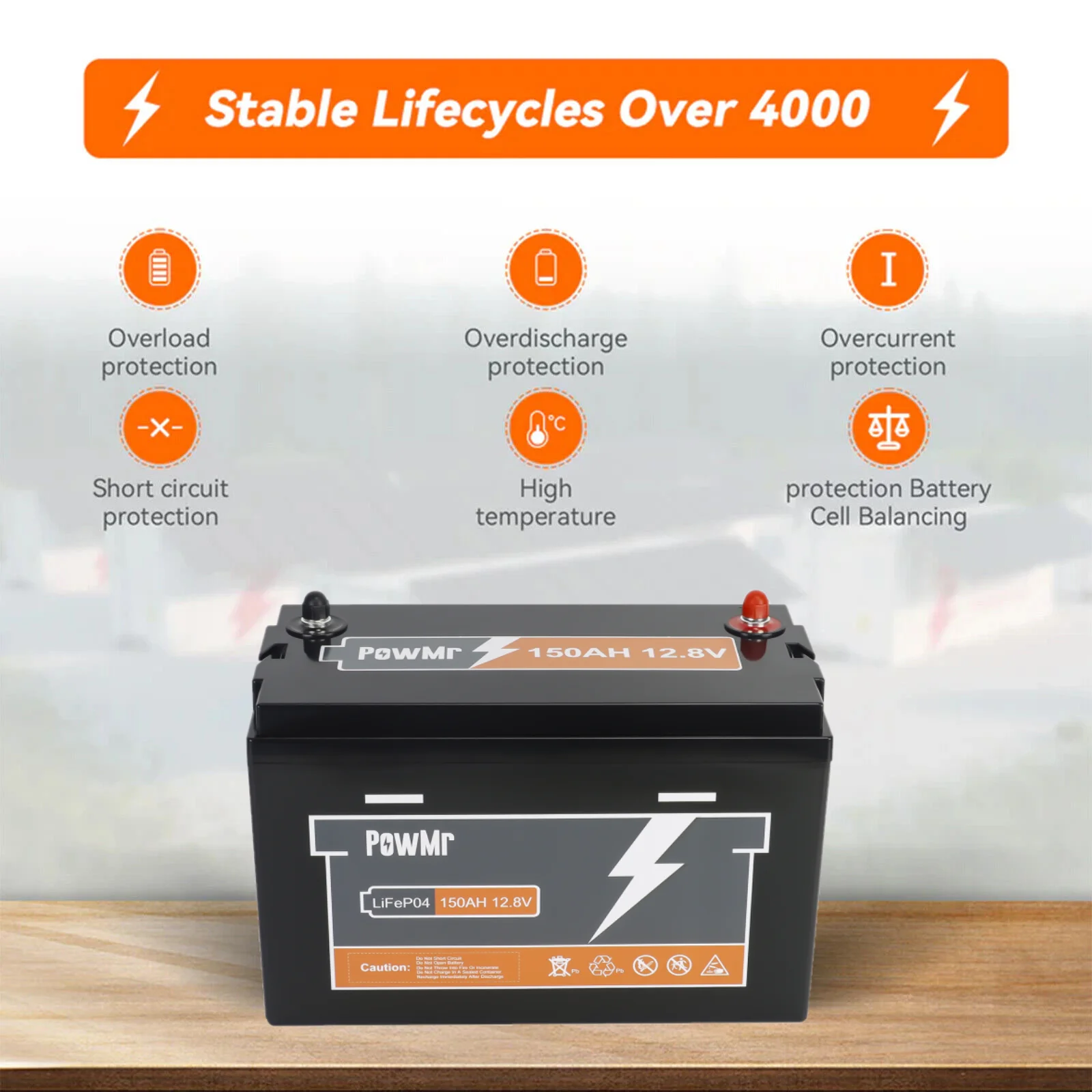 Lithium Battery LiFePO4 12.8V 150AH Battery Pack Grade A 6000+ Cycles Built in BMS For Solar RV Boat off-grid