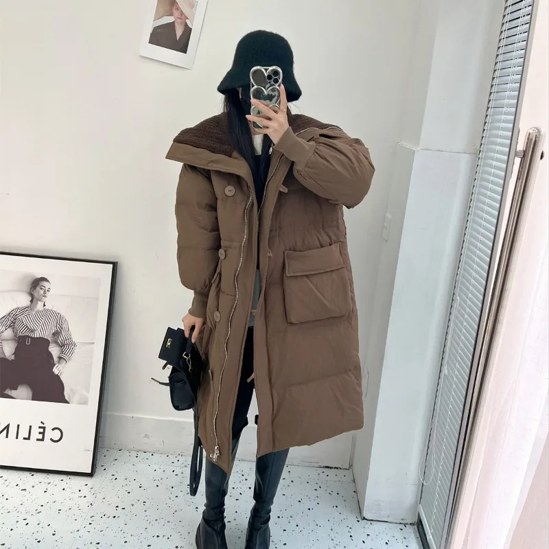 2023 New Women Down Cotton Coat Winter Jacket Female Mid Length Version Parkas Loose Thick Warm Outwear Leisure Time Overcoat