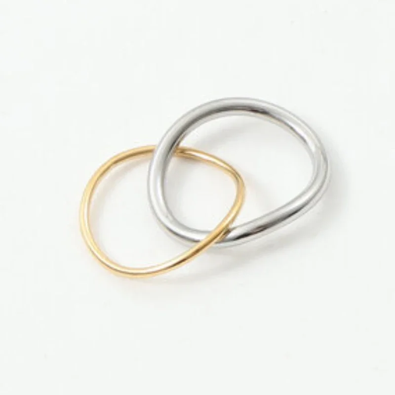 New Simple High End PVD Non Tarnish Double -layer Gold Silver Color Ring Stainless Steel Ring for Women 5