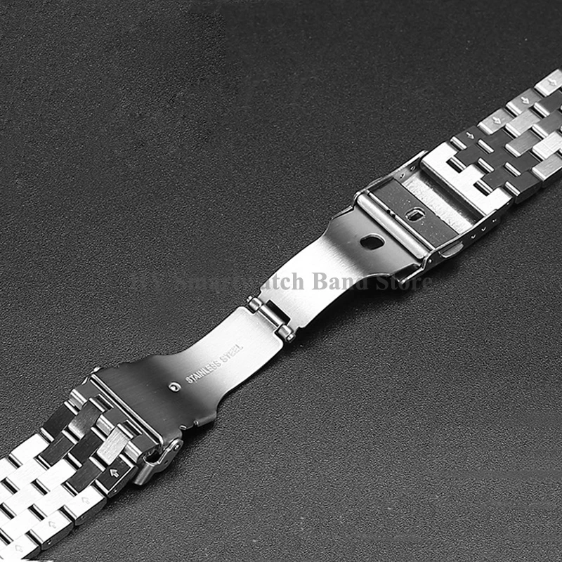 Luxury Solid Stainless Steel Watch Bracelet with Double Safety Buckle