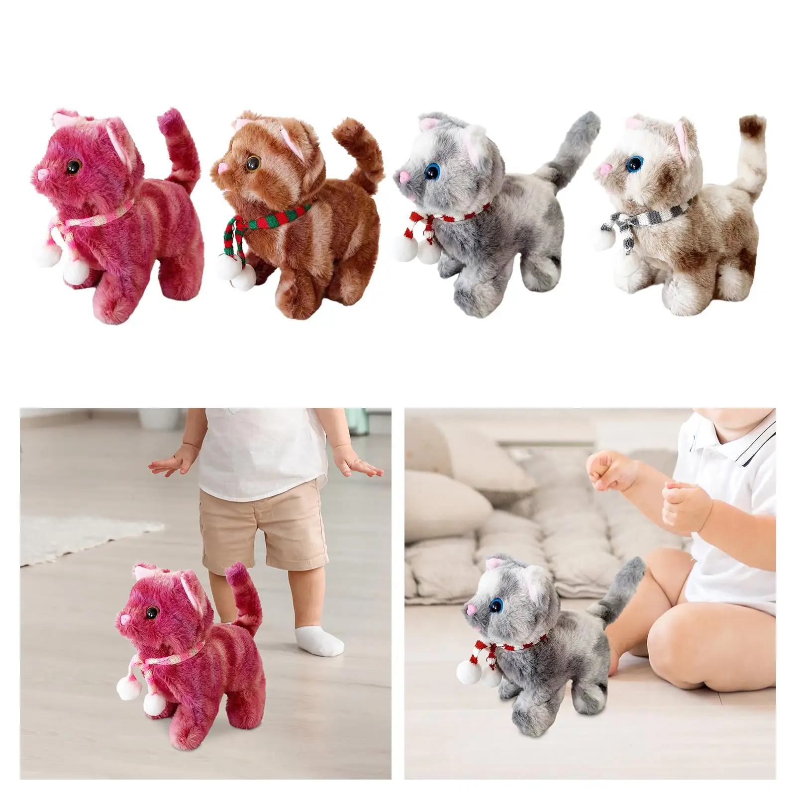 Robotic Cat Kitty Toy Electronic Cat Pet Realistic Soft Plush Toy Electronic Robot Cat Toys for Boys Girls Children Kids