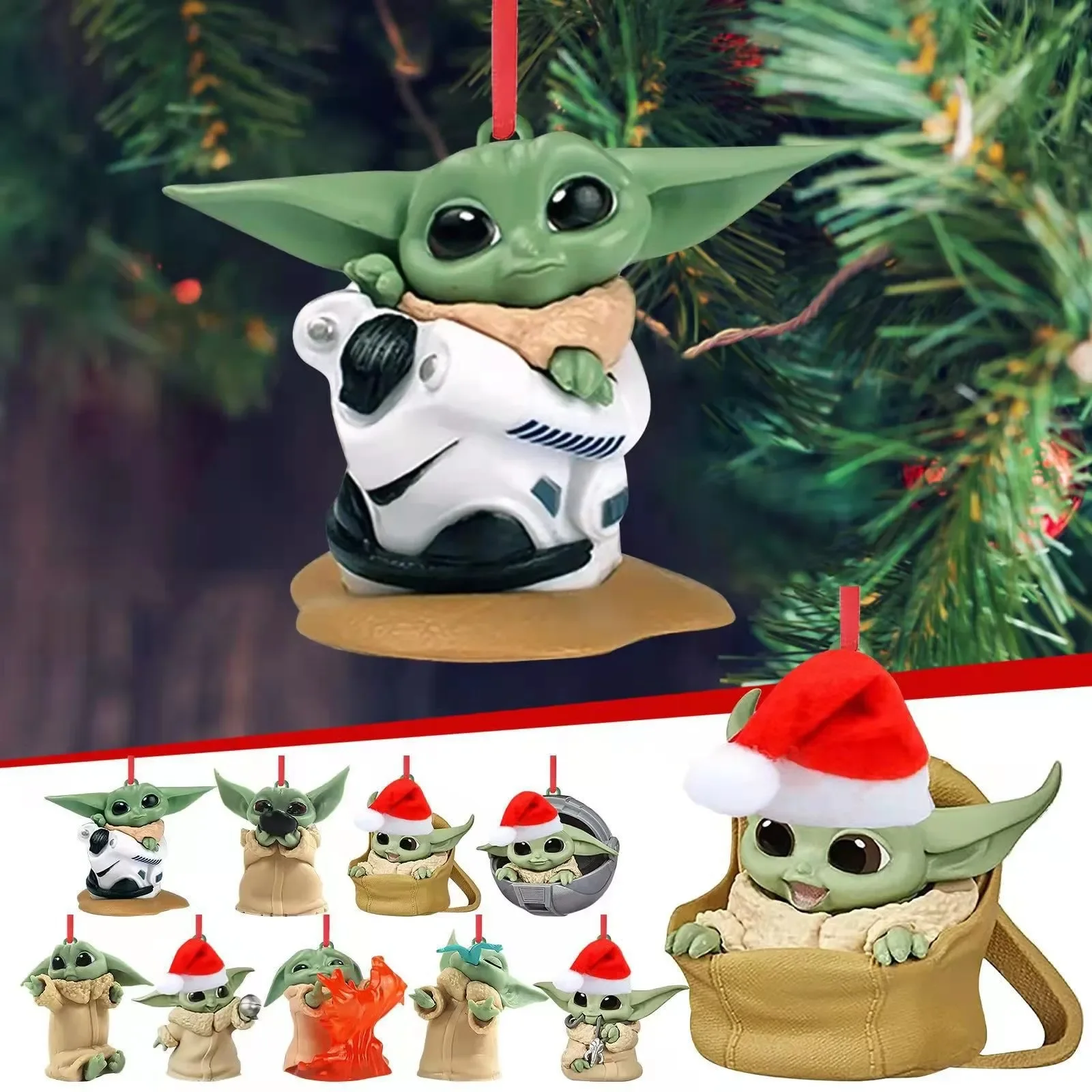 

2023 Christmas hot items Baby Yoda Santa Claus Christmas decoration pendant Christmas tree decoration car pendant