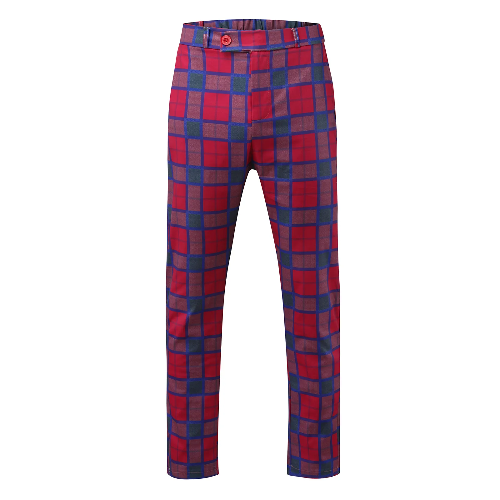 under armour sweatpants Men's Casual Plaid Print Pants Skinny Pencil Pants Zipper Elastic Waist Business Pants Streetwear Social Trousers fruit of the loom sweatpants