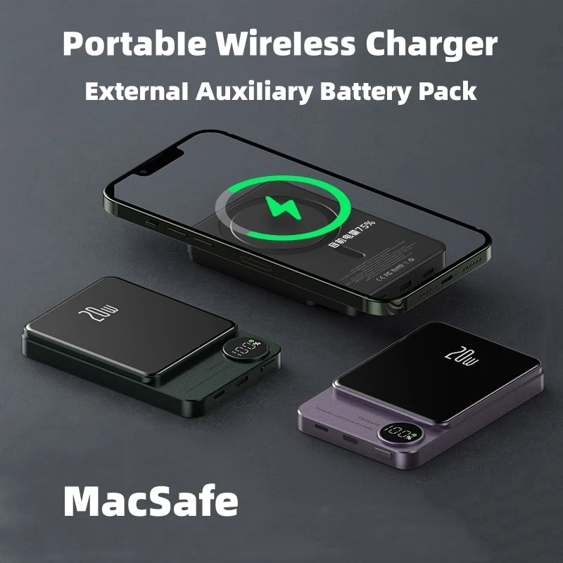 15W 새로운 마그네틱 무선 보조 배터리 10000mAh 미니 보조 배터리 휴대용 충전기 iPhone 15 14 13 12 외부 보조 배터리 팩용