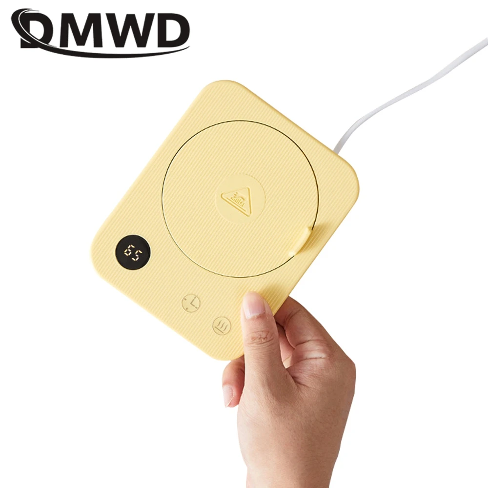 DMWD Household Heating Coaster Electric Hot Plate Portable Milk Warmer 4 Gears Thermostat Pad Office Heater With Cup Tea Maker