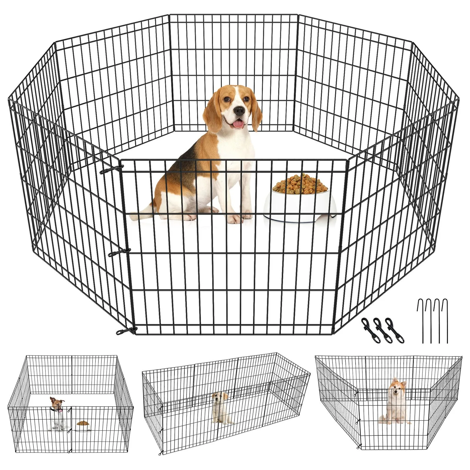 

24 "dog enclosure Flat noodles box 8 panel fence pet enclosure exercise small dog kennel cage yard-