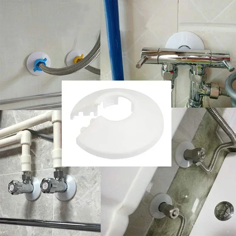 Description Picture 4 of item10Pcs Radiator Pipe Collars Bathroom Shower Faucet Angle Valve Pipe Plug Decor Cover Snap-on Plate Kitchen Faucet Accessories