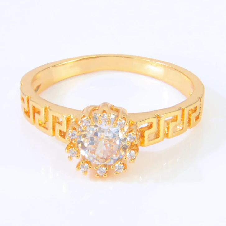 Dubai Mode Zirkonia-Ringe 21k Vergoldet Italienischer Vintage-Verlobungsring Arabischer Damen Brautschmuck – Detail 13