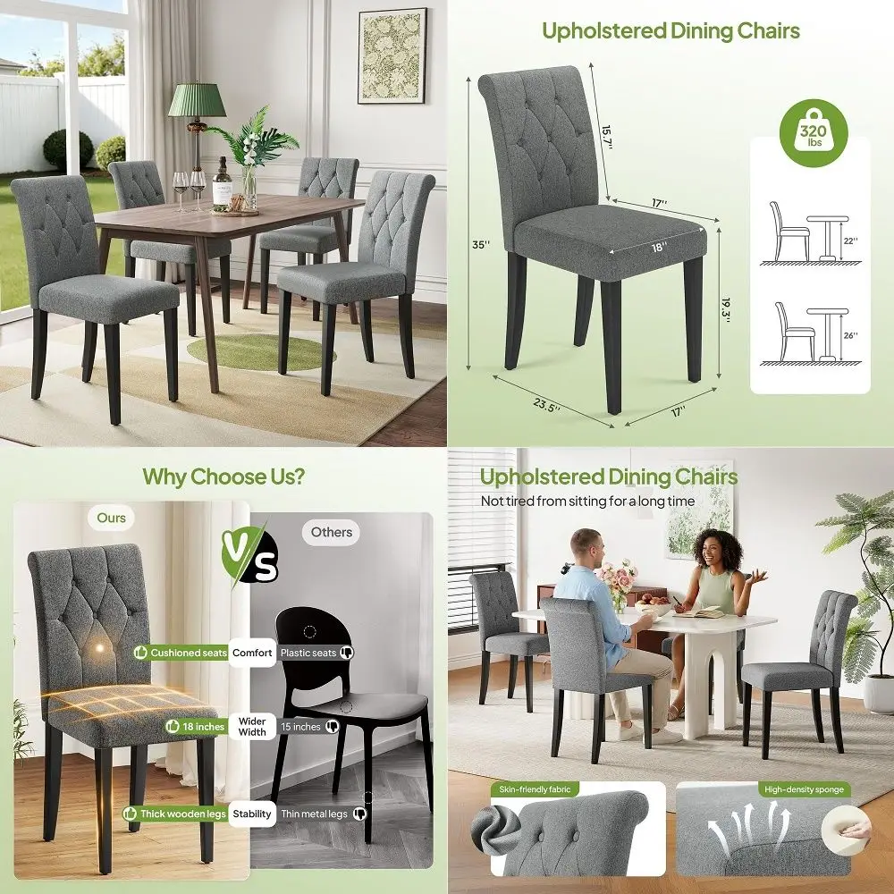 Tufted Dining Chairs Set 1