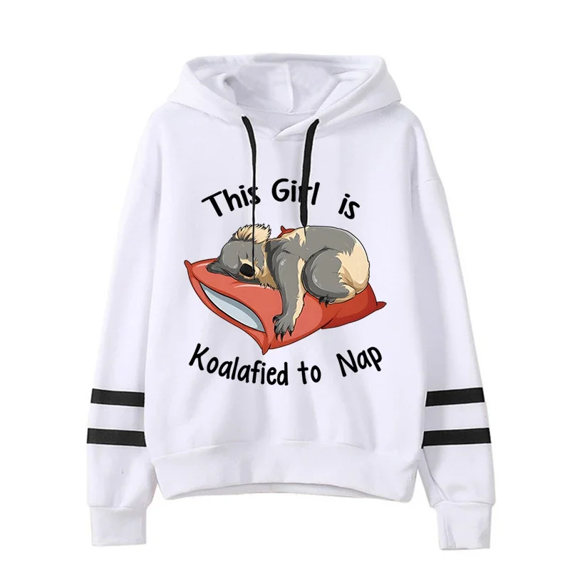 

The Girl Is Koalafied To Nap Print Hoodie Fluffy Drawstring Sweatshirt Teenagers Warm Clothing New Trendy Hoody Kawaii Sportwear
