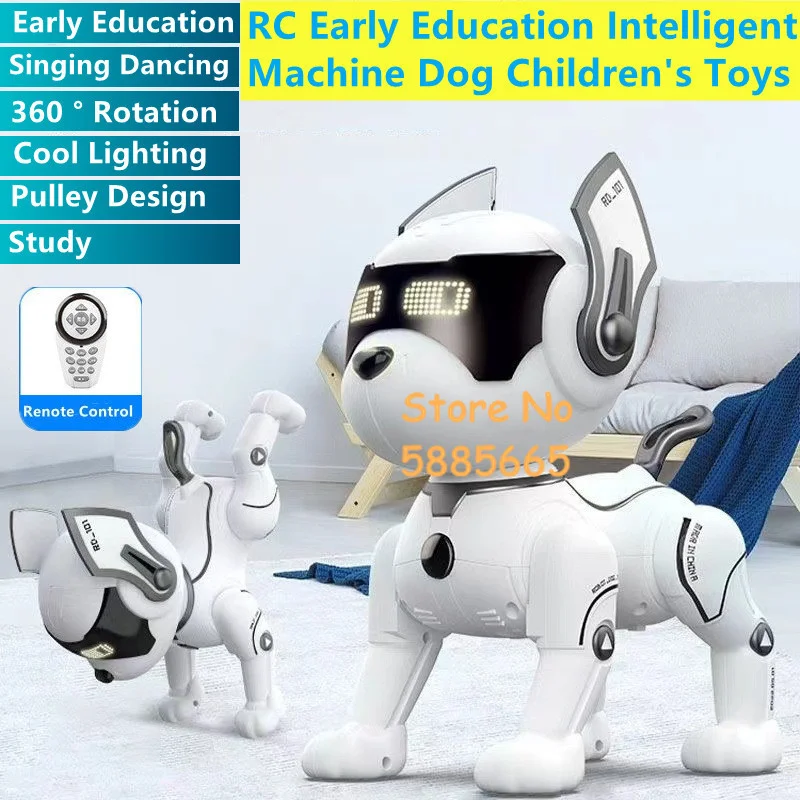 Telecomando Elettrico Robot Dog Cute Styling Stunt Rotazione A 360 ° Cool Lighting Pulley Design Rc Early Education Machine Dog