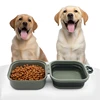 Portable Thickened Folding Pet Double Bowls Tableware Travel Dog Feeder Bowls 2-in-1 Pet Outdoor Travel Supplies