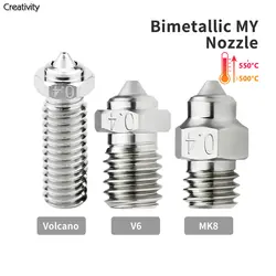 DLC High Temperature Printing Hardened Steel&Copper Wear Resistant Bimetal Nozzle For V6, Volcano,Mk8 Hotend Neptune4 HC Nozzles