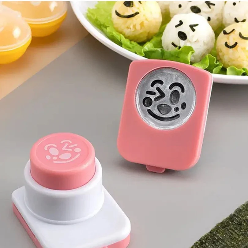 DIY Rice Ball Molds Seaweed Nori Punch Cutter Rice Ball Onigiri Mould Smile Face Cartoon Embossing Device Sushi Mold Bento Decor