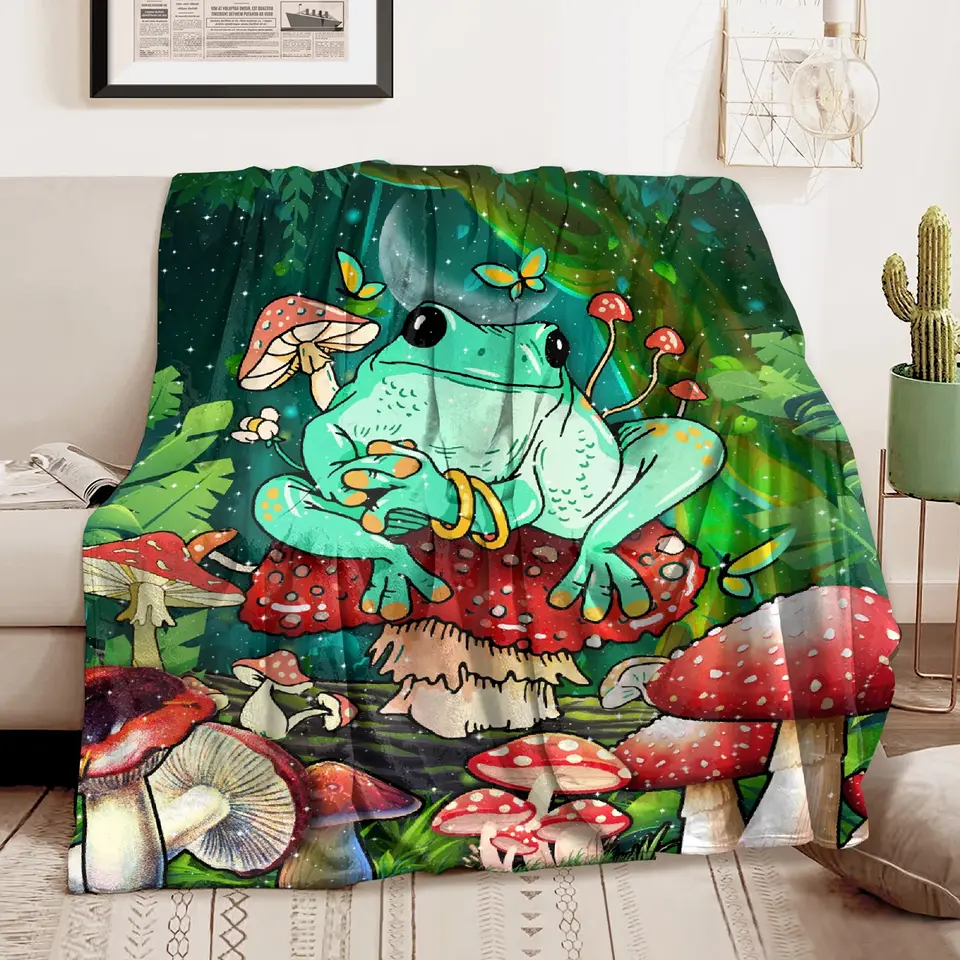 thumbnail image 2 of Jejeloiu Mushroom Fleece Throw Blanket - 30x40 Inch Kids Sherpa Blanket Colorful Floral 2 of 12