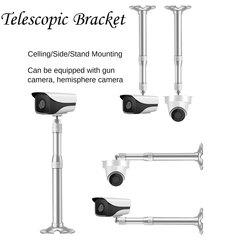 

Telescopic Length Aluminum Alloy Side Mounted Wall Ceiling Bracket Holder Rotary Camera Stand M6 Screw Thread 360degree Adjustab