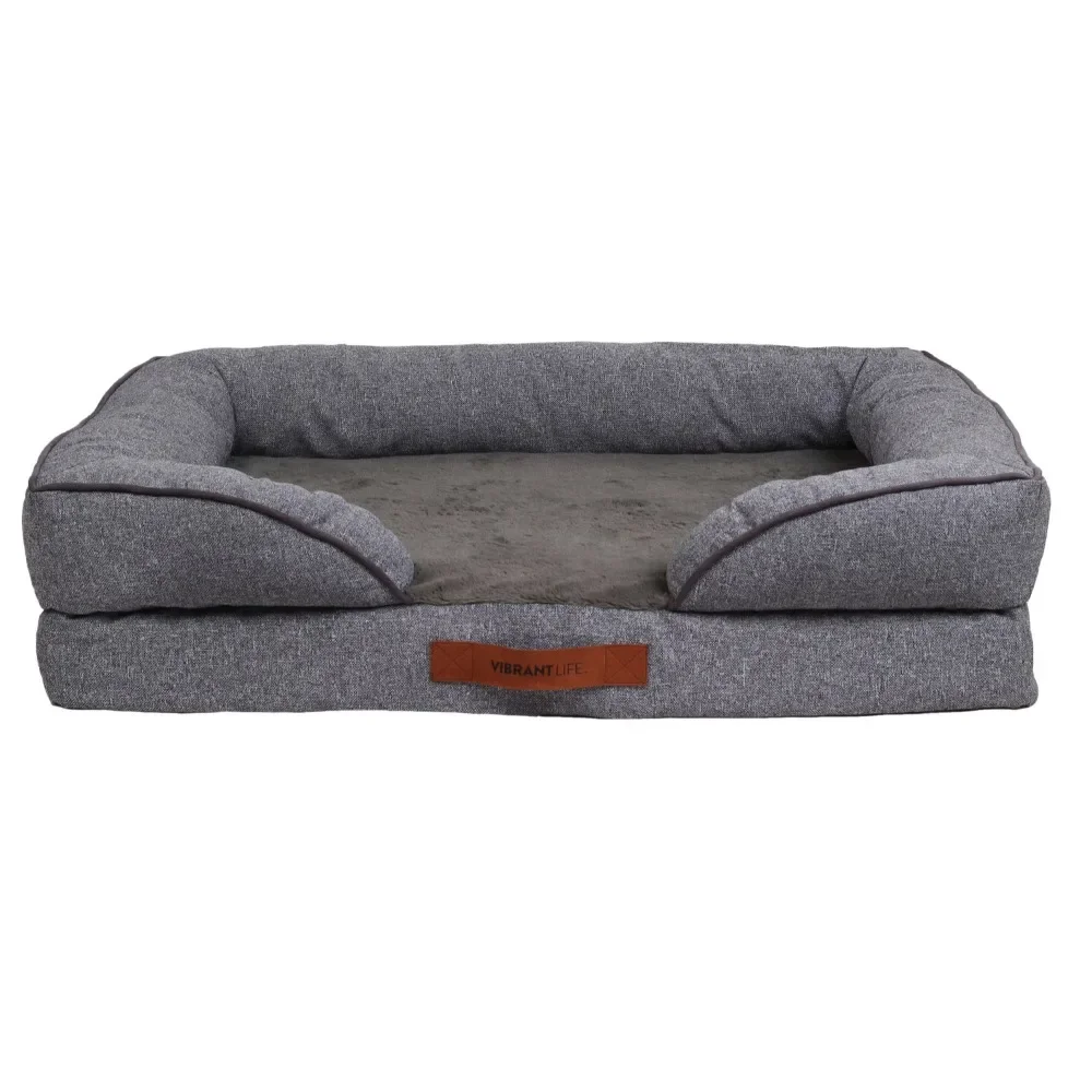 

Vibrant Life Large Cozy Orthopedic Sofa-Style Dog & Cat Bed, Gray Pet Bed