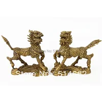 3 Inch Brass Feng Shui Pair TENGYUN CHILIN / chi lin M1186 1