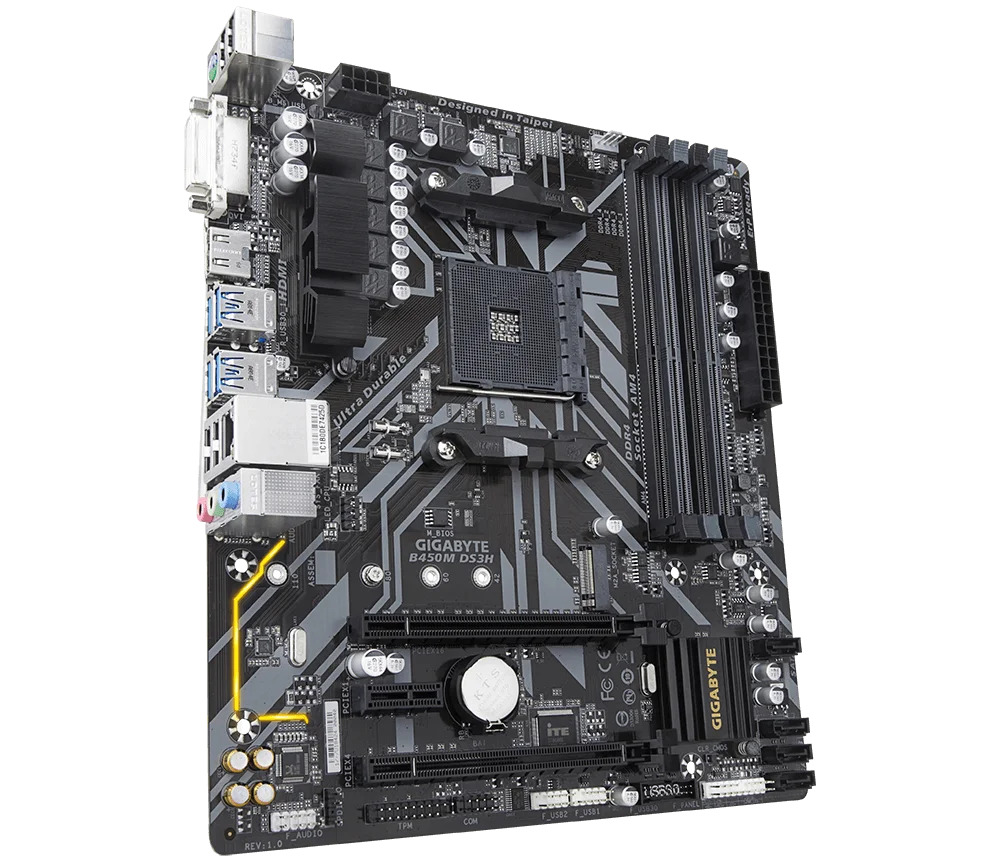 Usado Gigabyte Ga-b450m Ds3h para Amd Am4 Ryzen 1th.2th.3th. Athlon Usb3.1 Hdmi M.2 B450 Micro-placa-mãe do Computador Desktop Atx - Imagem 2
