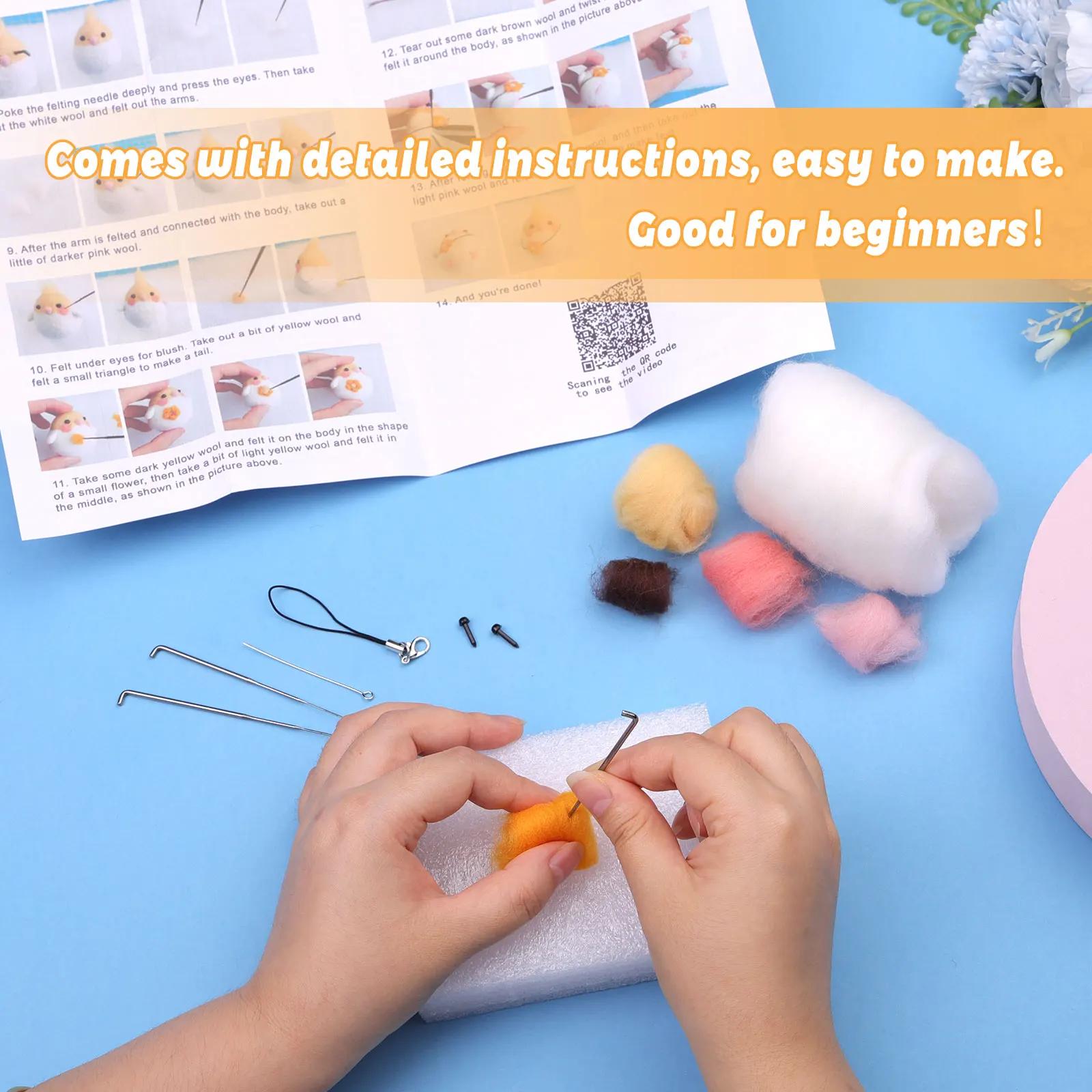 Animal Needle Felting Supplies Kits with Tools Needle Felting Kit Doll Making Supplies for Beginners Adults