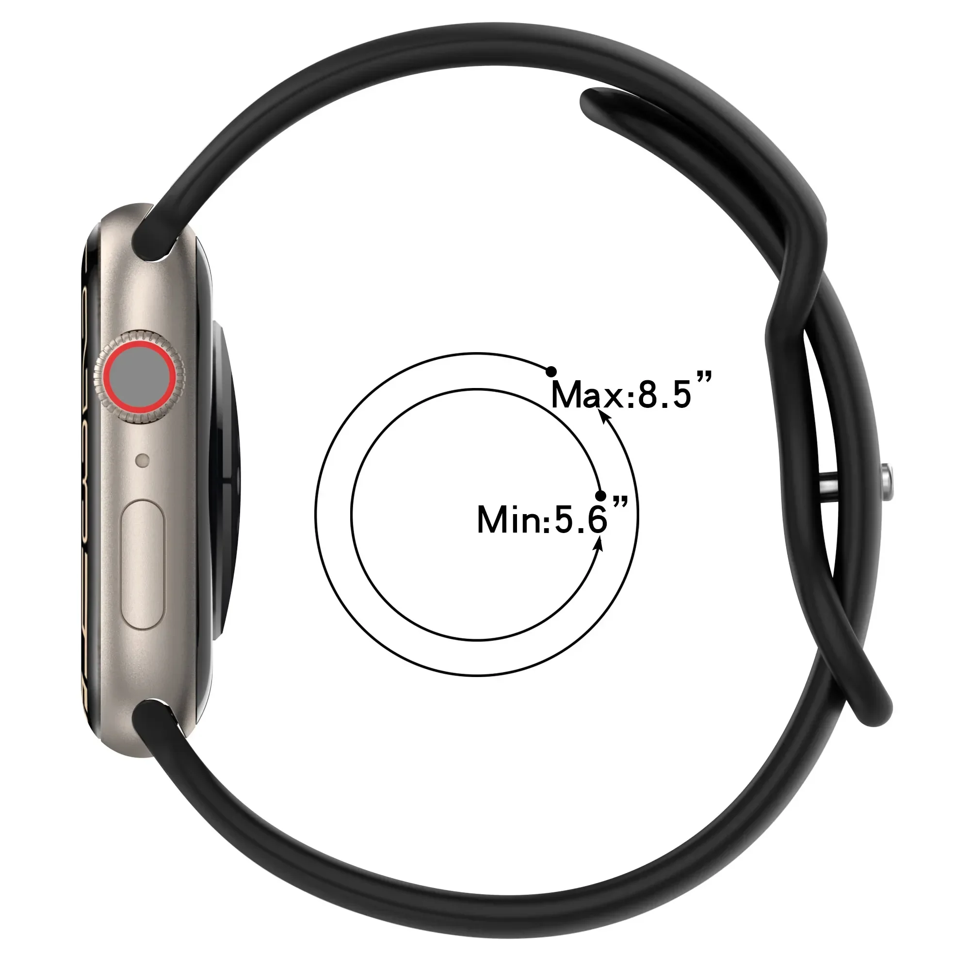 Silicone Sport Loop Strap for Apple Watch Band, Multi-Size Adjustable Bracelet
