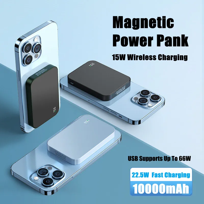 

Magnetic Fast Charging Power Bank External Battery Pack Portable Charger Auxiliary Battery for Samsung Huawei iPhone 15 14 13 12