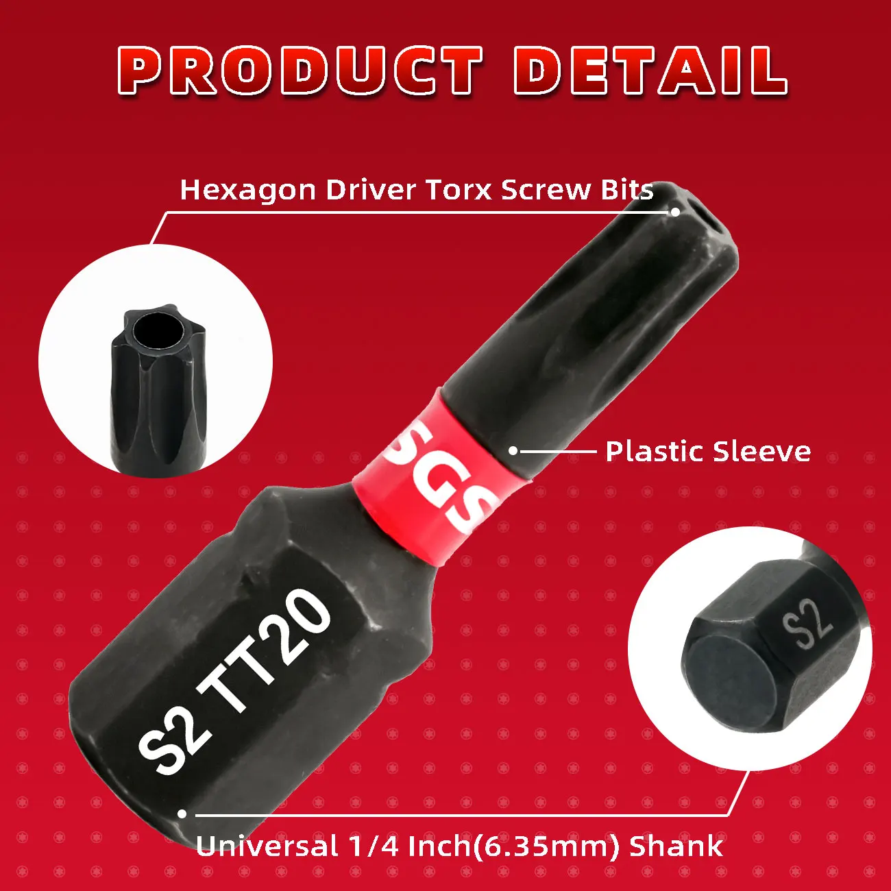 Impact-Resistant S2 Steel Safety Torx Bits 25mm 10 Pieces Screwdriver Bit Set Black Base