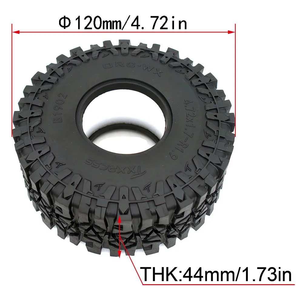 Pneus Crawler 1.9 avec inserts mousse posés sur un rocher, illustrant l'adhérence extrême pour TRX4, Axial, Redcat