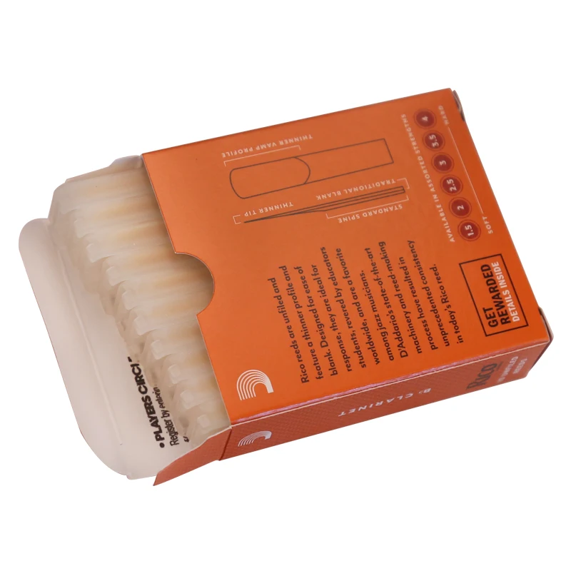 D&rsquo;Addario RICO Orange Box Reeds Eb Alto Bb Soprano Tenor Barione Saxphone Bass Clarinet Classic USA Original
