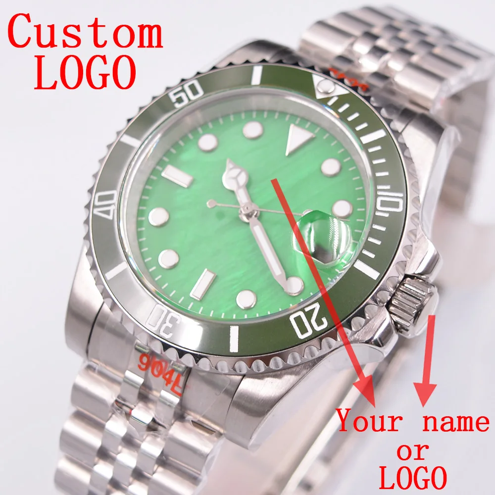 

40mm BLIGER Fashion Seiko NH35 Automatic movement Watch green Dial Custom logo 316L stainless steel case Sapphire Luminous watch