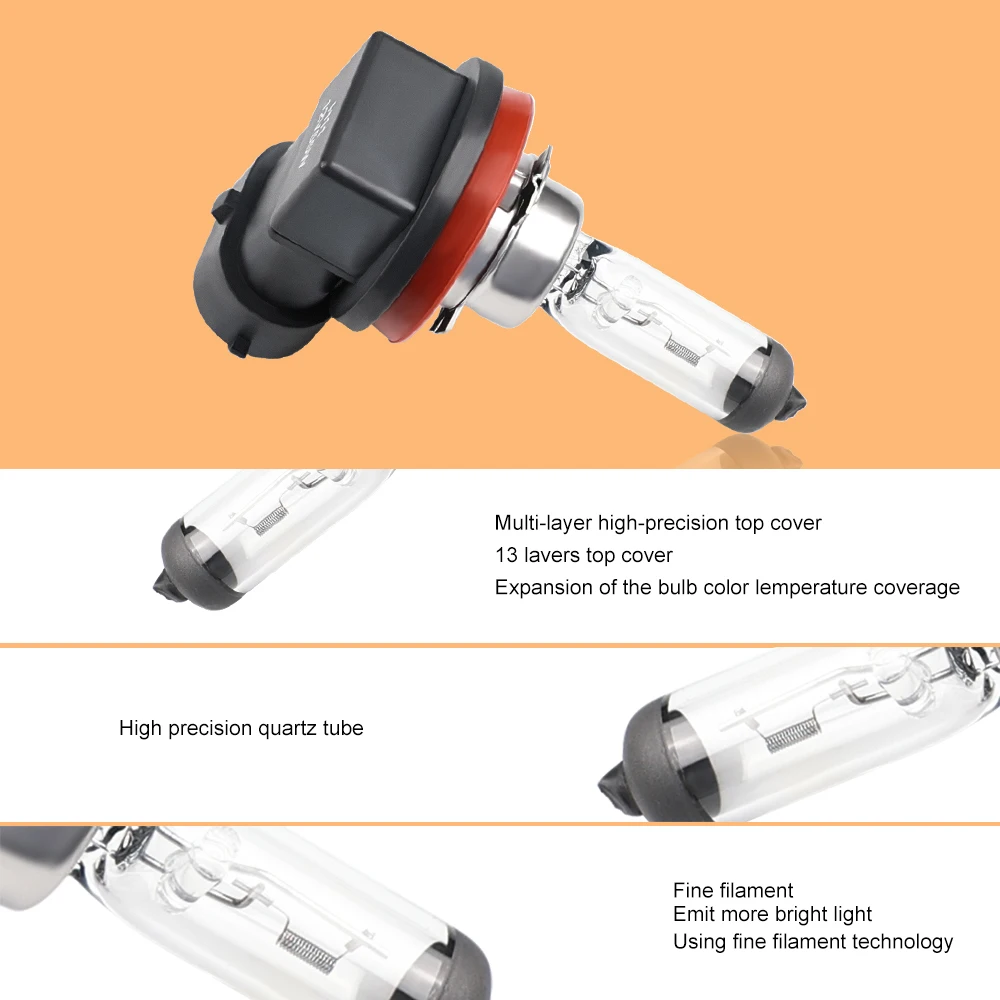 자동차 안개등 할로겐 램프, 백색 H11 할로겐 헤드라이트 전구, 55W, 12V, 4300K, 2 개