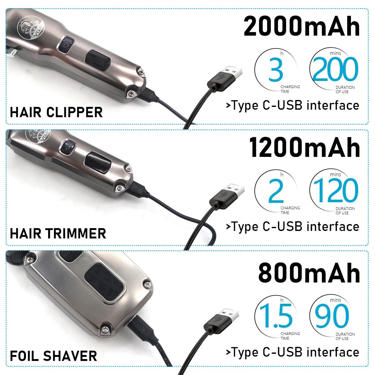 VGR V-675 S3 المهنية مقص الشعر عدة للرجال 8000 دور...