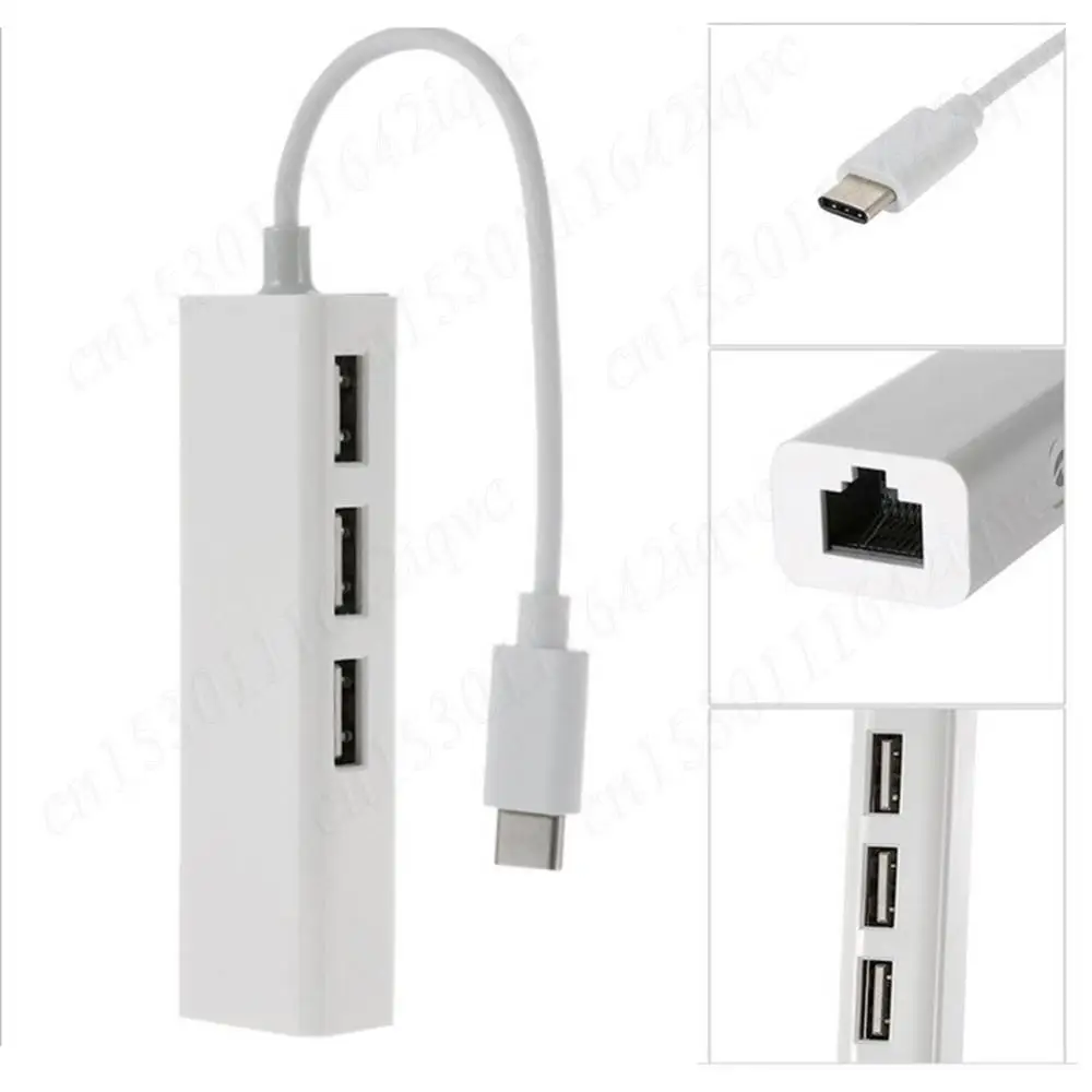 데스크탑 컴퓨터 PC용 USB C타입 이더넷 어댑터, 네트워크 카드, 4 포트, 4 in 1, USB C타입-RJ45, 10GBit/s 랜 인터넷 케이블
