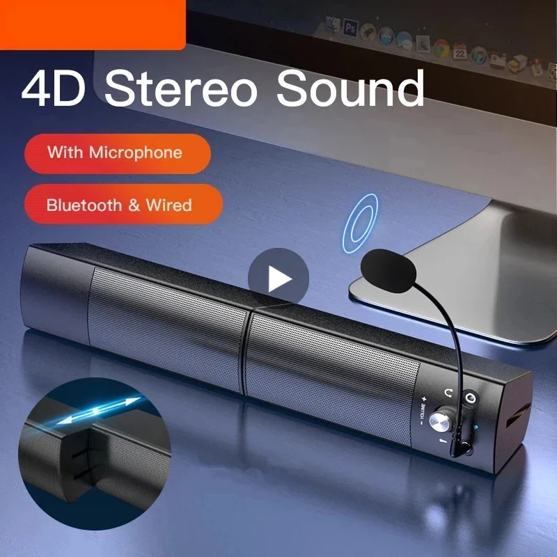 Portable Wireless Subwoofer Soundbar Caixa De Som USB Bluetooth Speaker