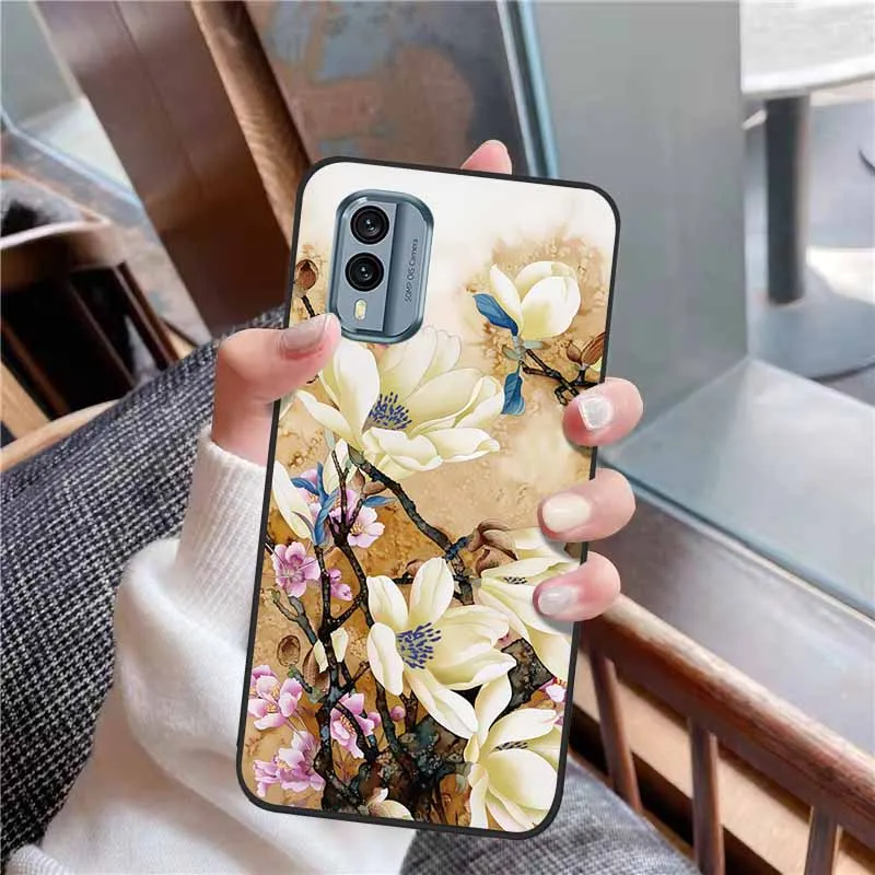 3D Soft Relief Flower Silicone Emboss Painted Cover