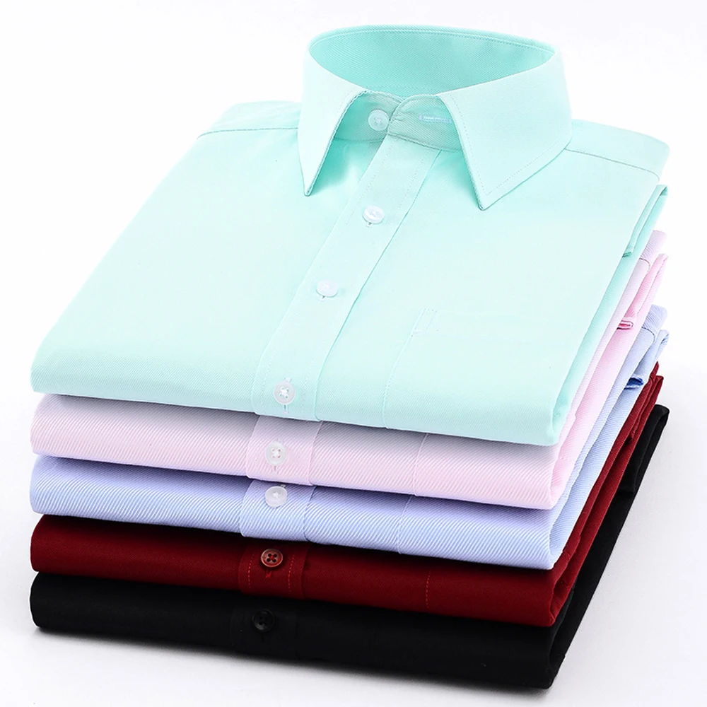 Men's Semi-formal Long Sleeve Regular-fit Basic Dress Shirt Business Work Office Comfortable Classic Male Shirts